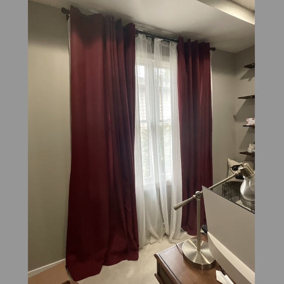 Bed Bath & Beyond Dark Red Woven Curtains Panel Pair 99" long x 52" wide - Picture 1 of 2